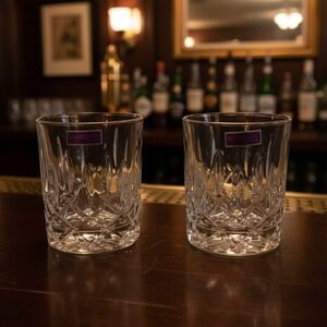 Waterford Crystal Lismore Double Old Fashioned Glasses, Set of 2 Vintage Barware